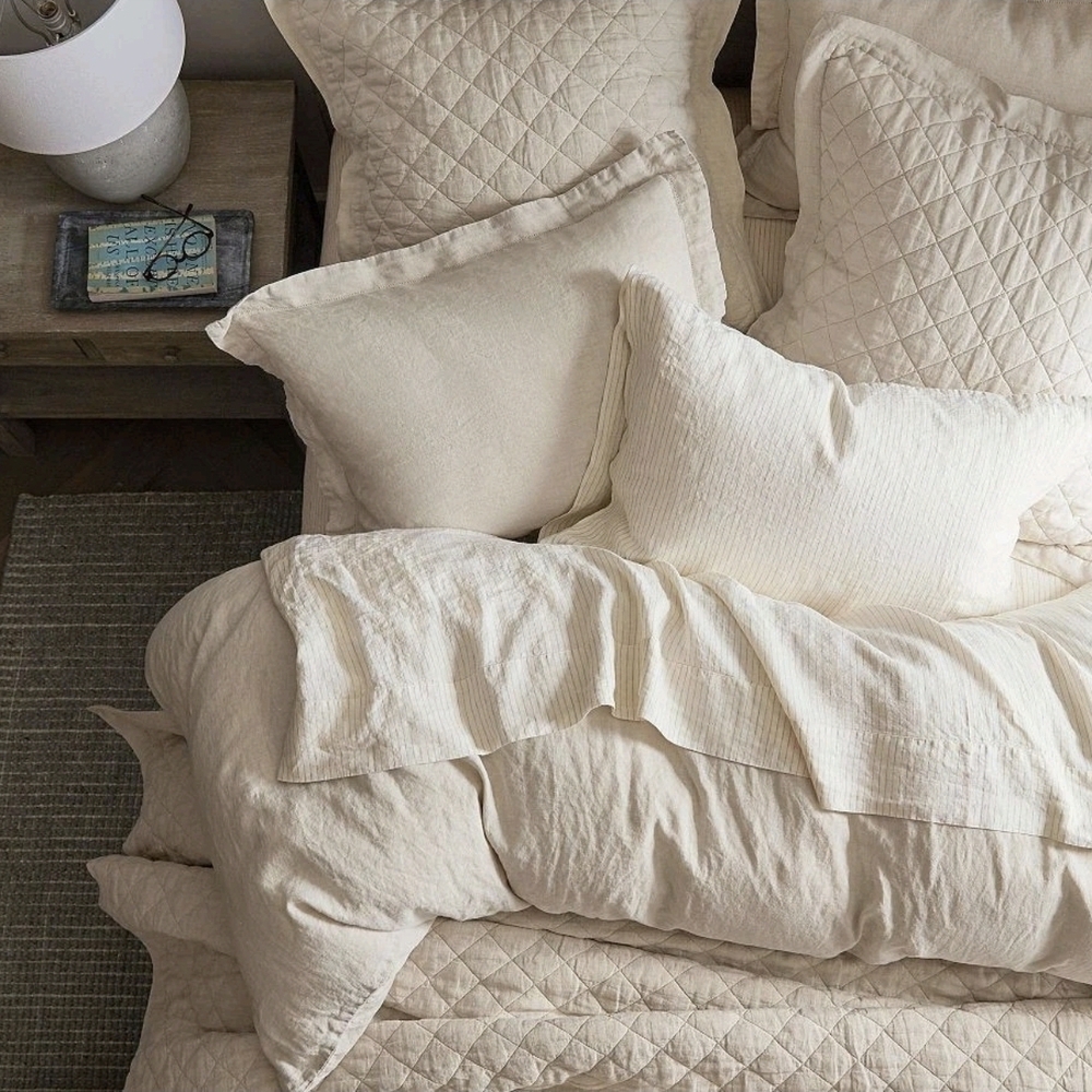 Pottery Barn Belgian Flax Linen EURO Shams~SET/2~Flax